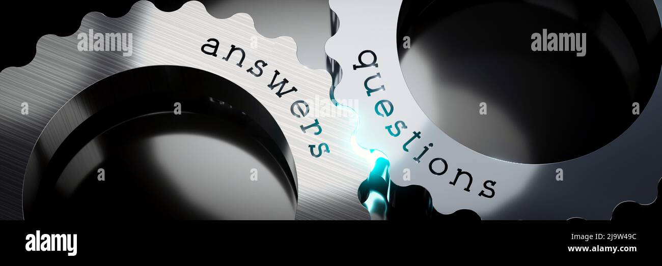 Questions, answers gears concept 3D illustration Stock Photo Alamy