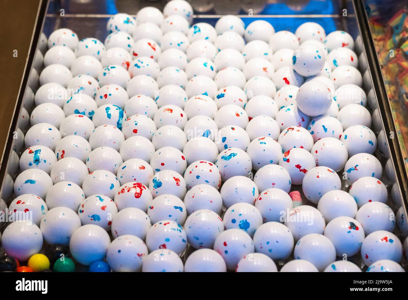 Colourful bubble gum balls on display at Christmas market in Hyde Park Winter Wonderland of London Stock Photo