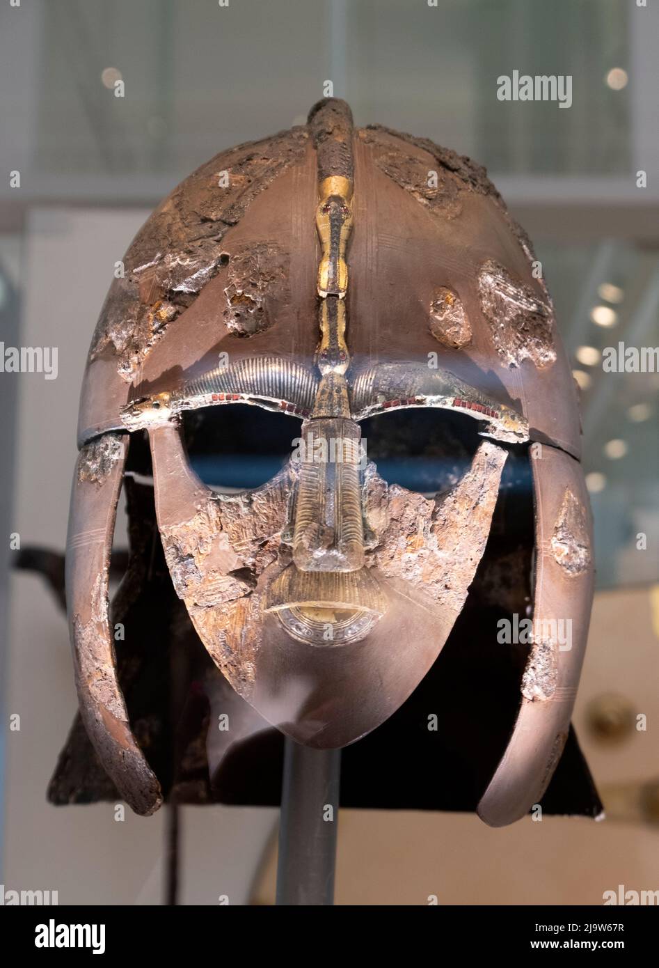 Sutton Hoo helmet at Vicotria and Albert museum in London,UK Stock Photo