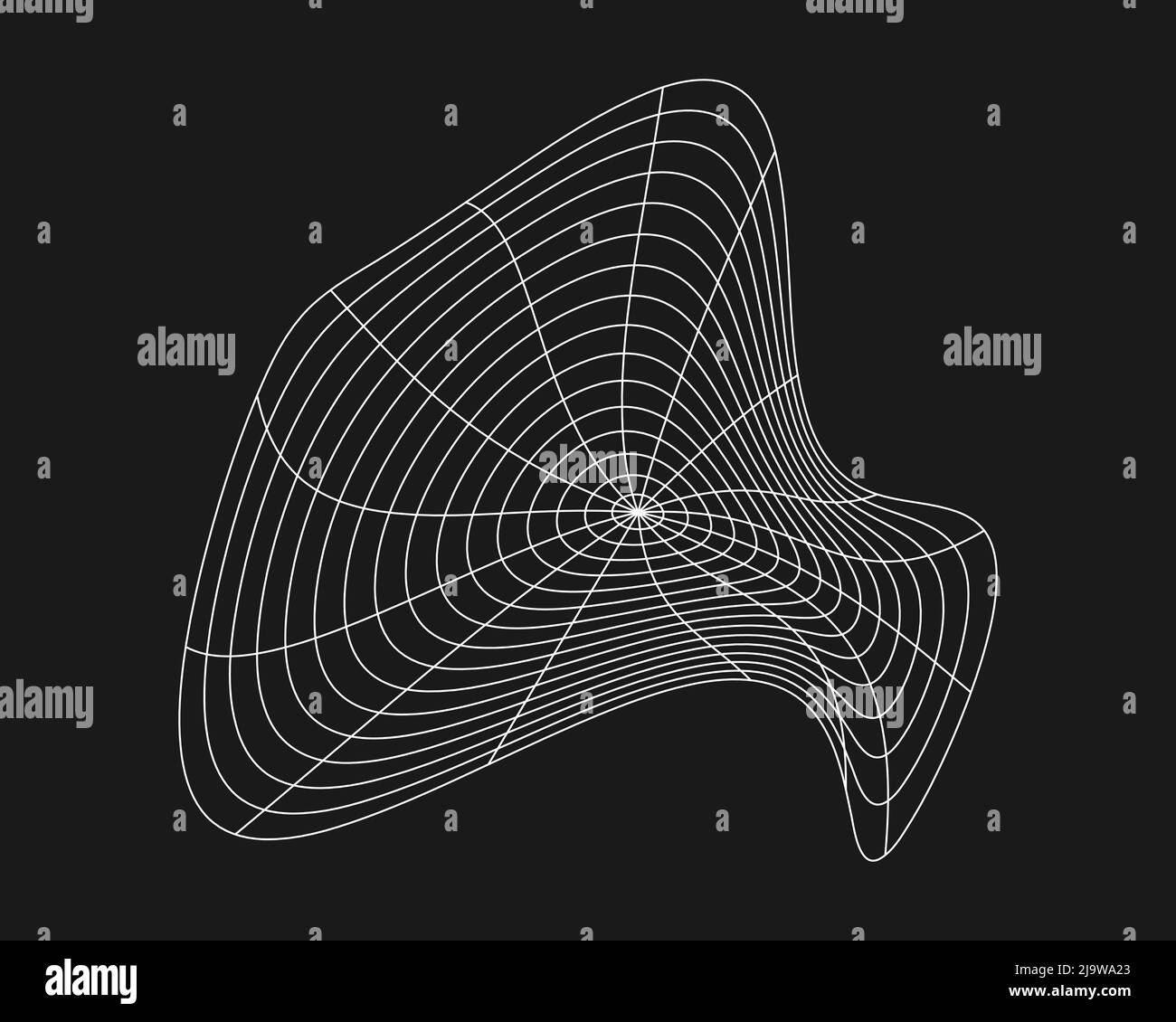 Cyber distorted grid, retro punk design element. Wireframe wave ...