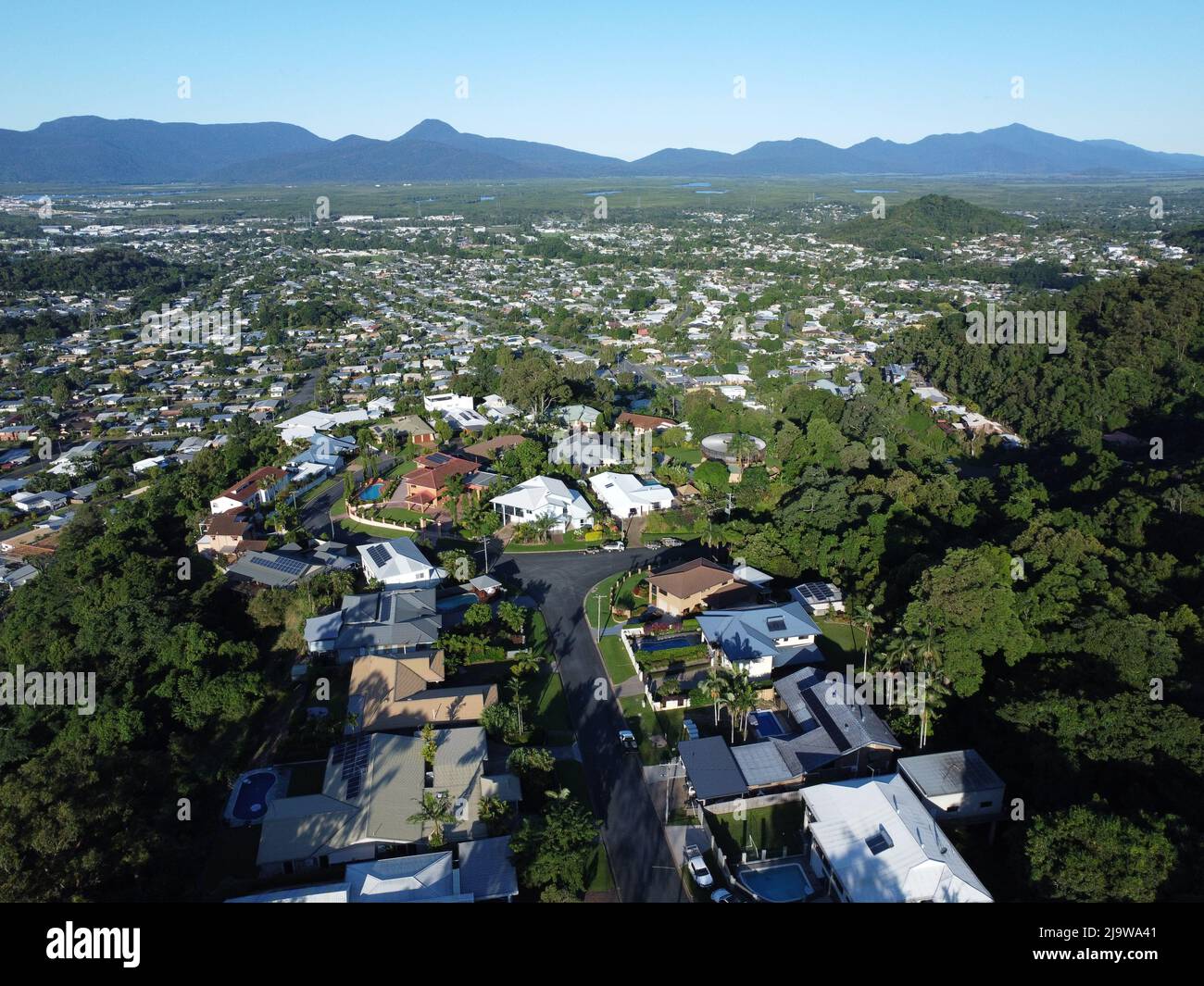 Aerial view of tropical housing estate in Cairns Stock Photo Alamy