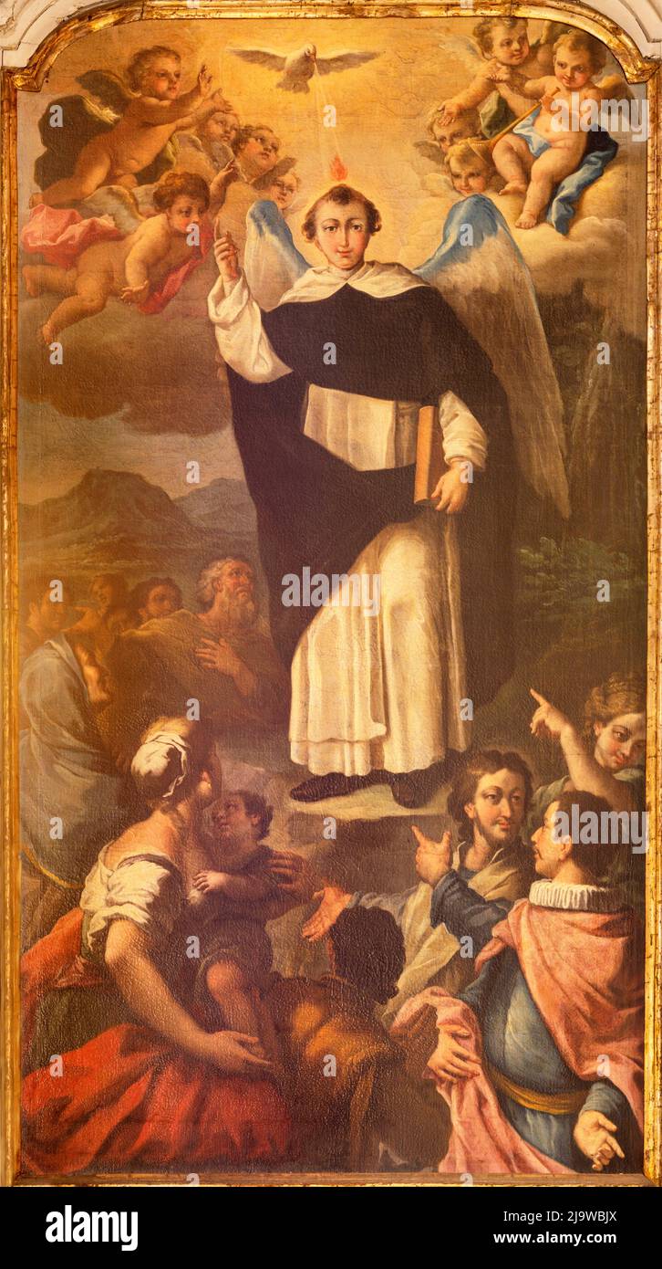 BARI, ITALY - MARCH 3, 2022: The  painting of St. Vincent Ferrer in the church Chiesa San Domenico by unknown artist of 18. cent. Stock Photo