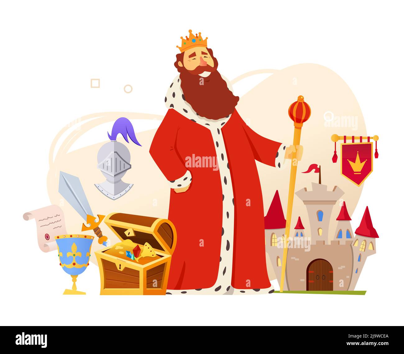 King and his kingdom - modern colored vector poster Stock Vector Image ...