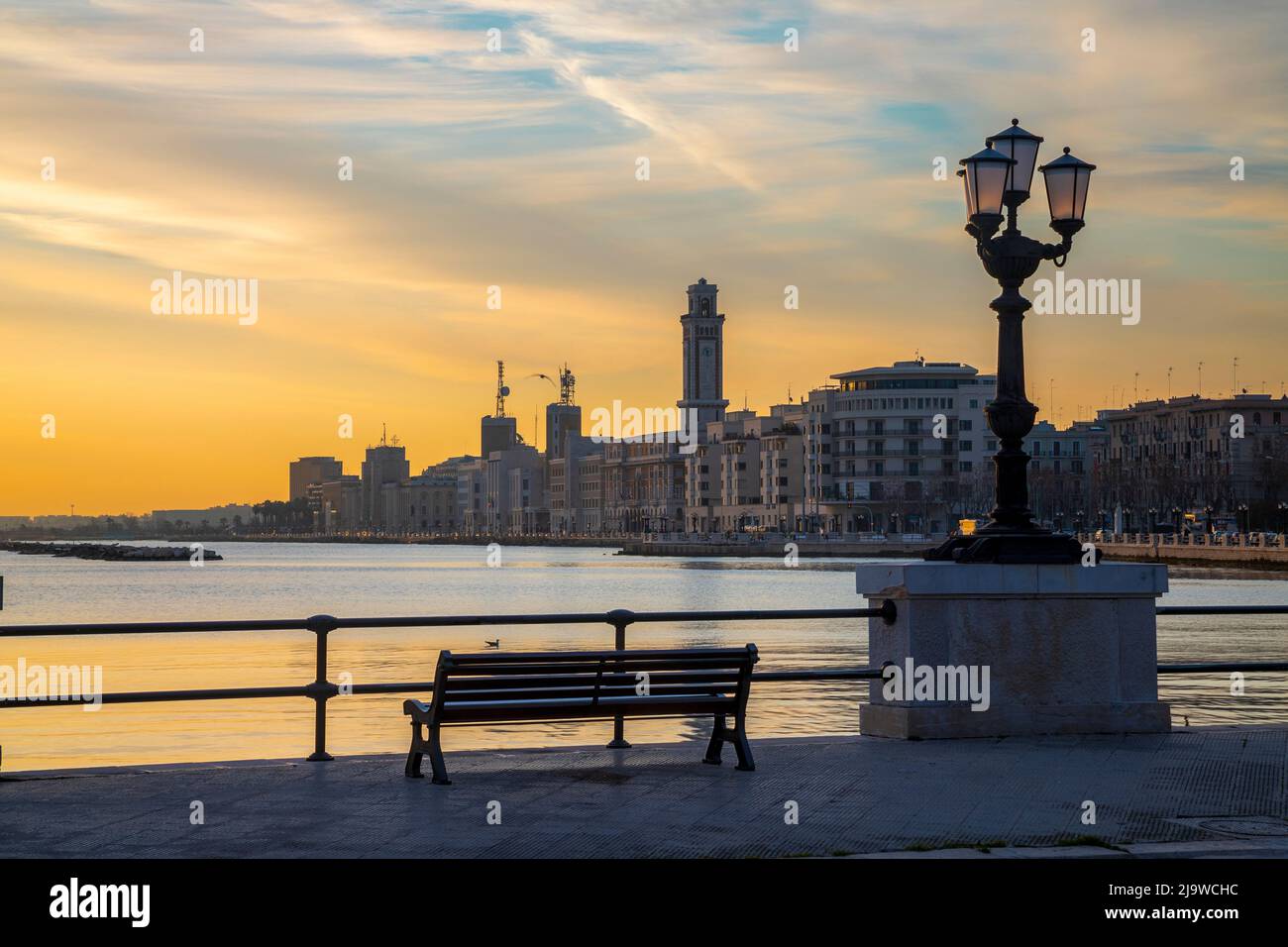 BARI, ITALY - MARCH 4, 2022:  The promenade in the morning. Stock Photo