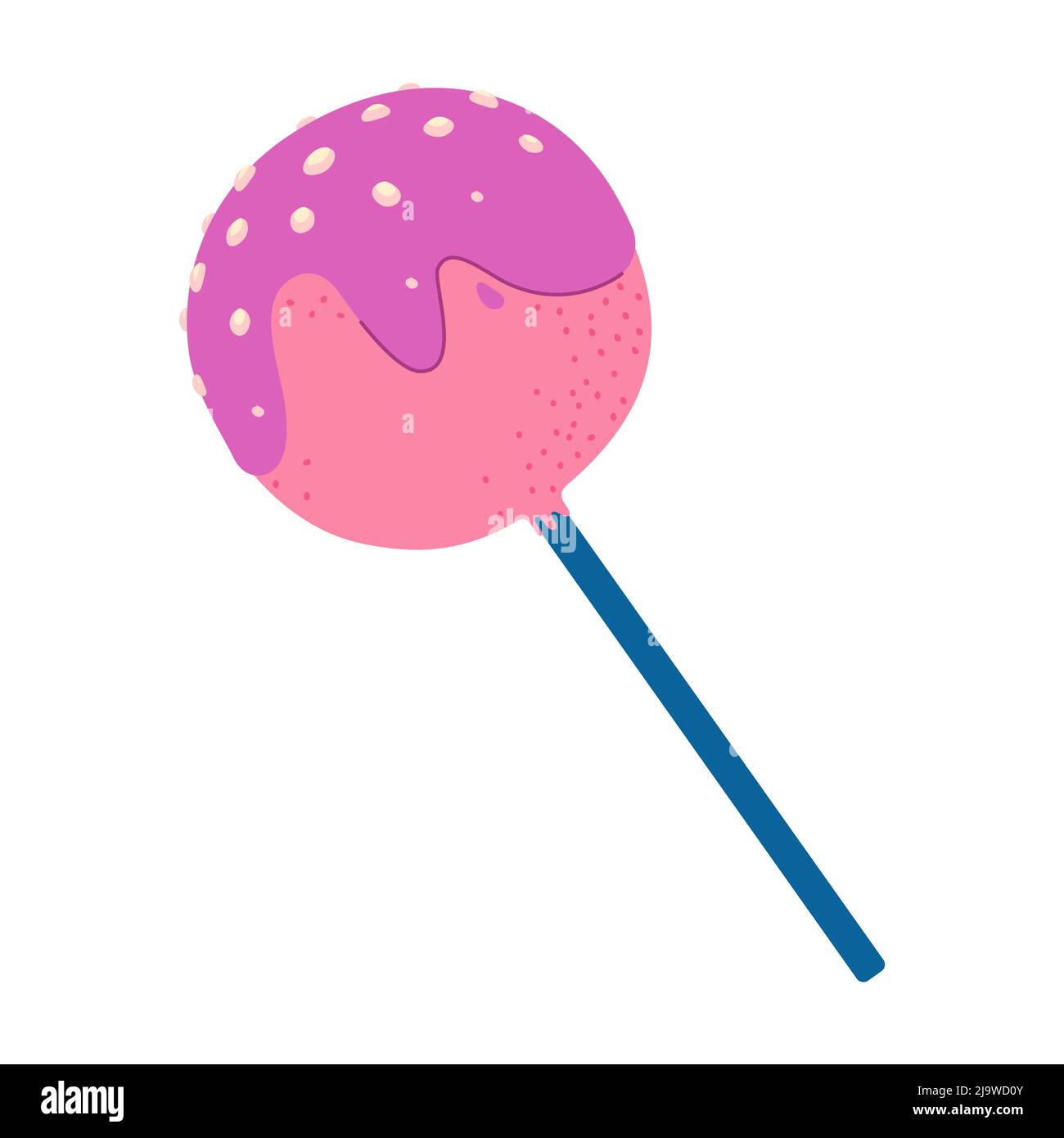 Caramel apple on a stick - flat design style single isolated object Stock Vector
