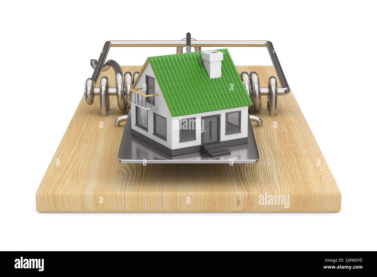 mousetrap with house on white background. Isolated 3d illustration ...