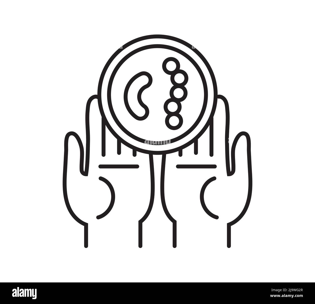 Virus, bacteria on hands icon vector. Dirty and clean hands. Hygiene