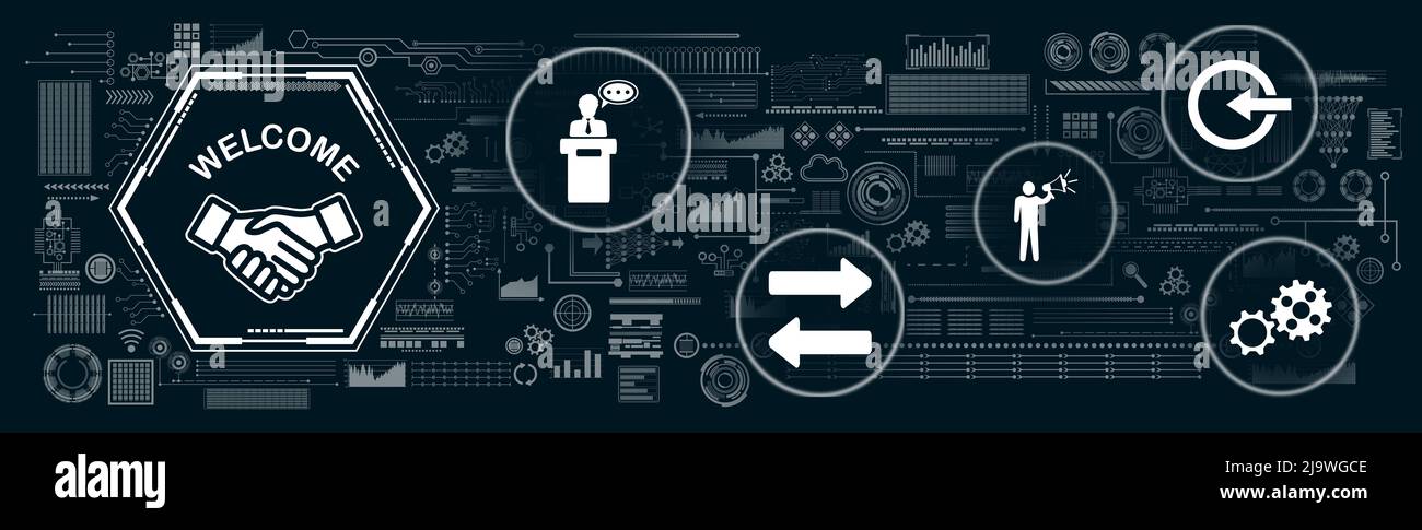 Concept of introduction with icons on futuristic hud interface Stock ...