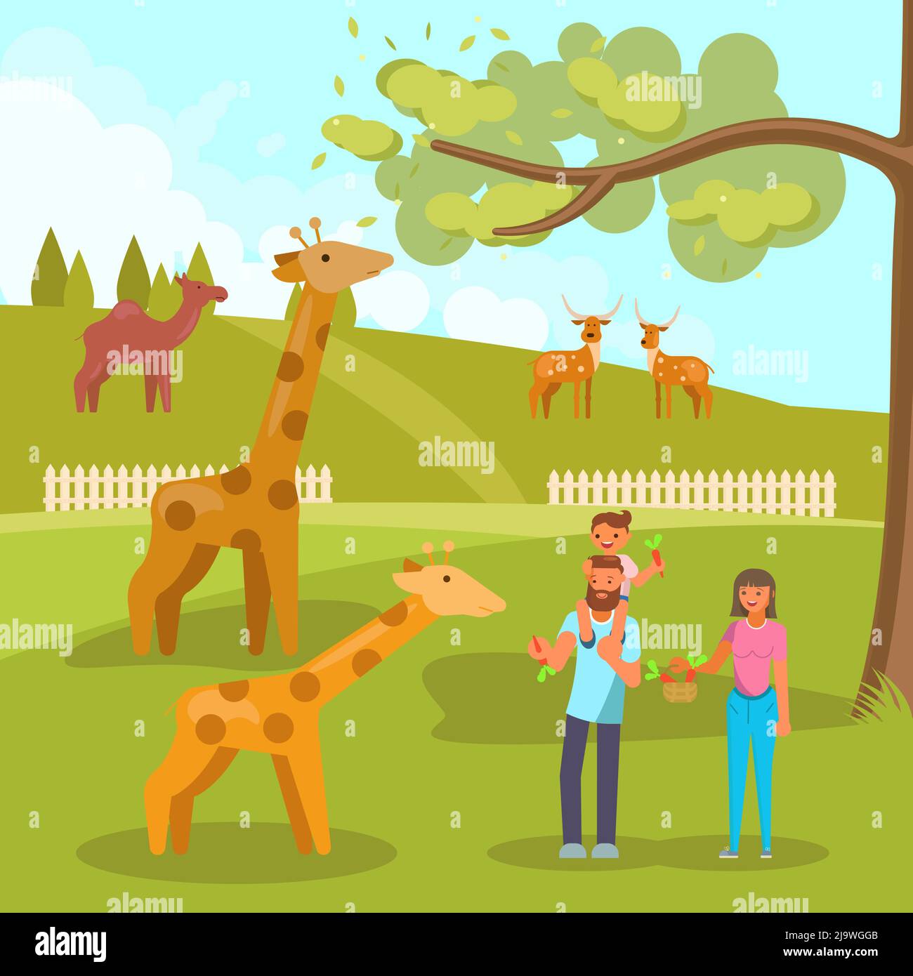 Zoo animals vector flat style design illustration Stock Vector