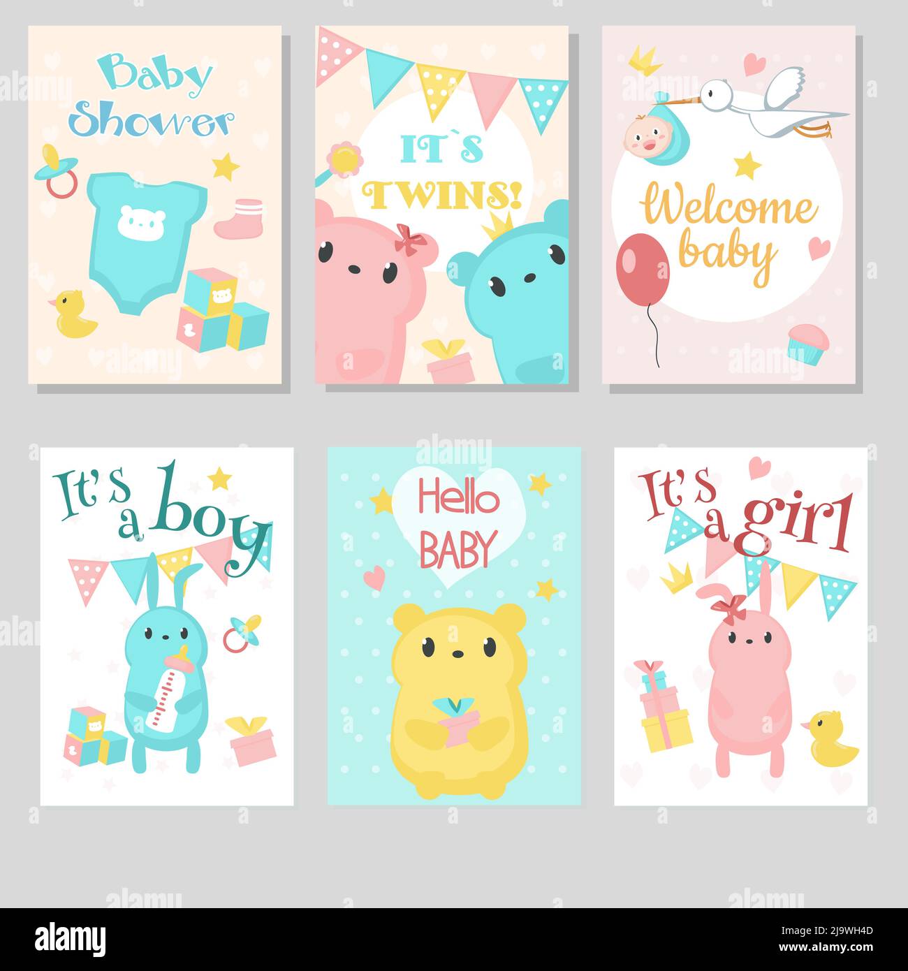Baby shower invitation vector template set Stock Vector Image & Art Alamy