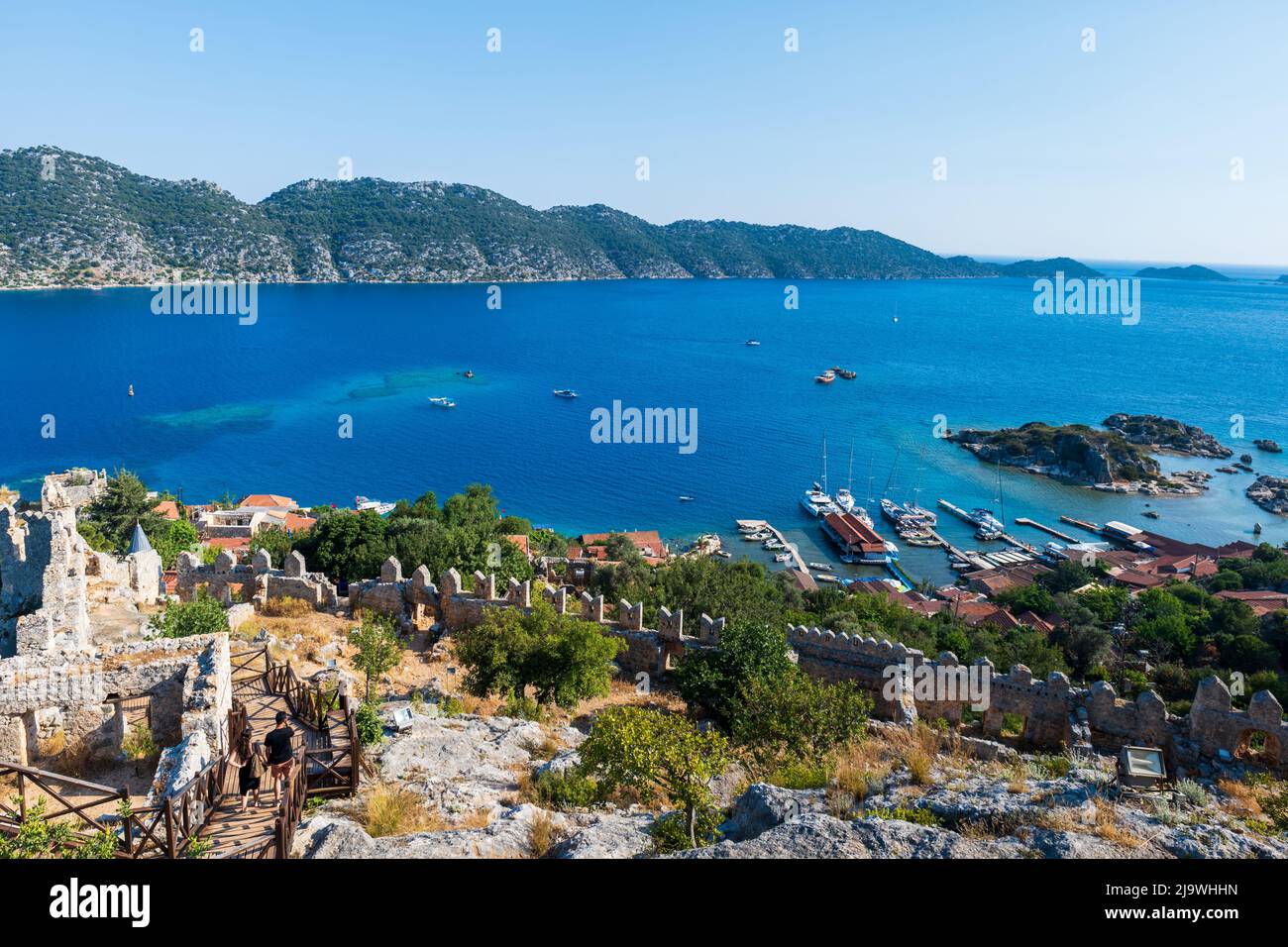 Simena (Kalekoy) ancient ruin castle view with the sea in popular ...