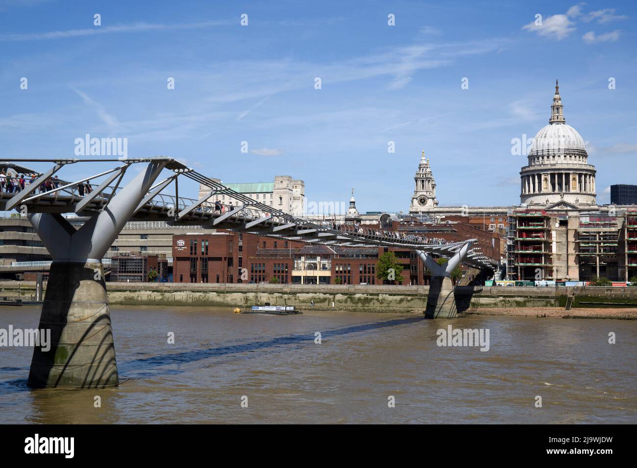 Millennium Bridge and Dome of St Paul's Cathedral London Stock Photo