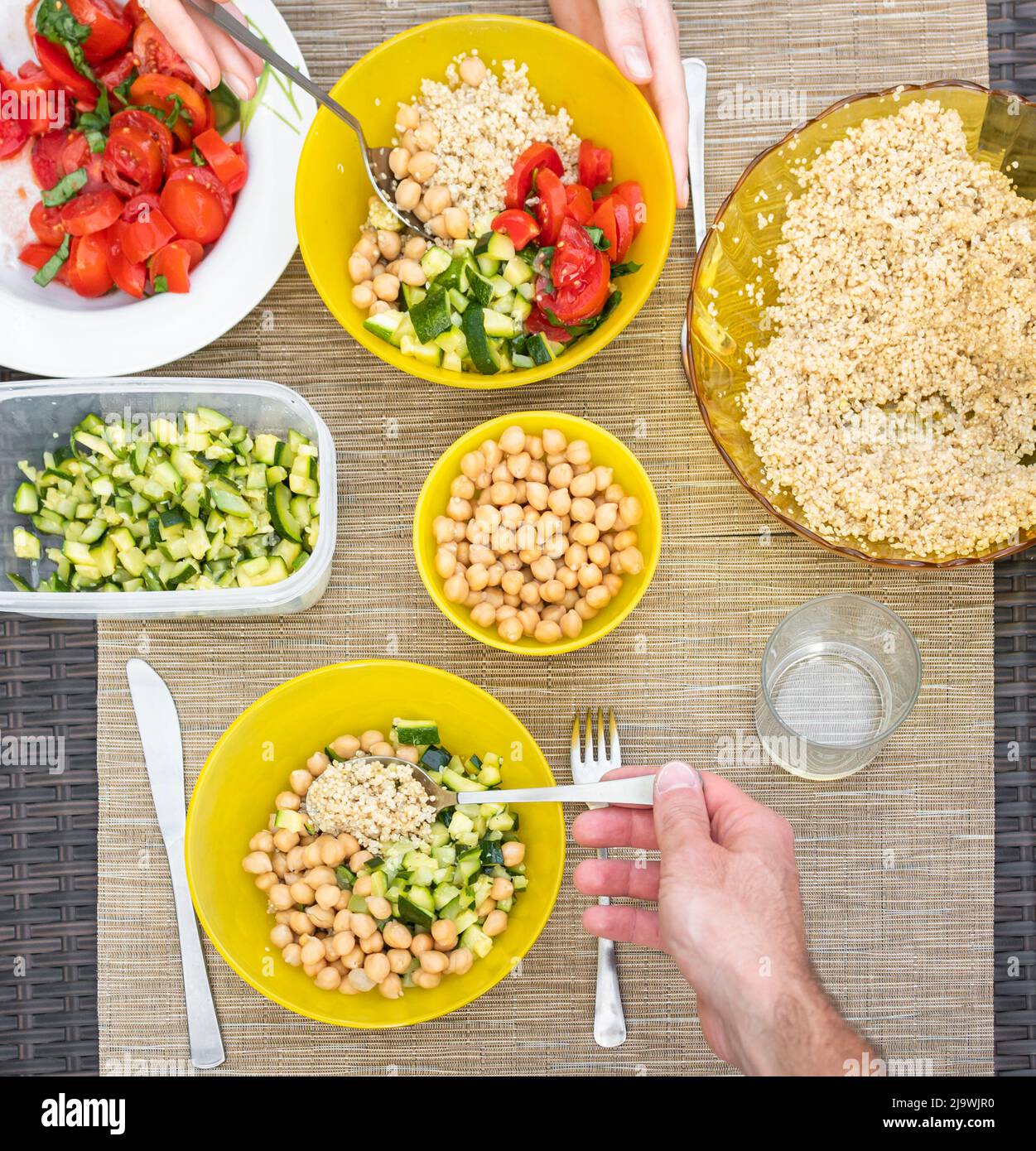 People eating a vegan meal Stock Photo