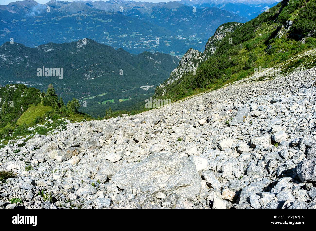 Stone scree - the consequences of a landslide in the mountains, top ...