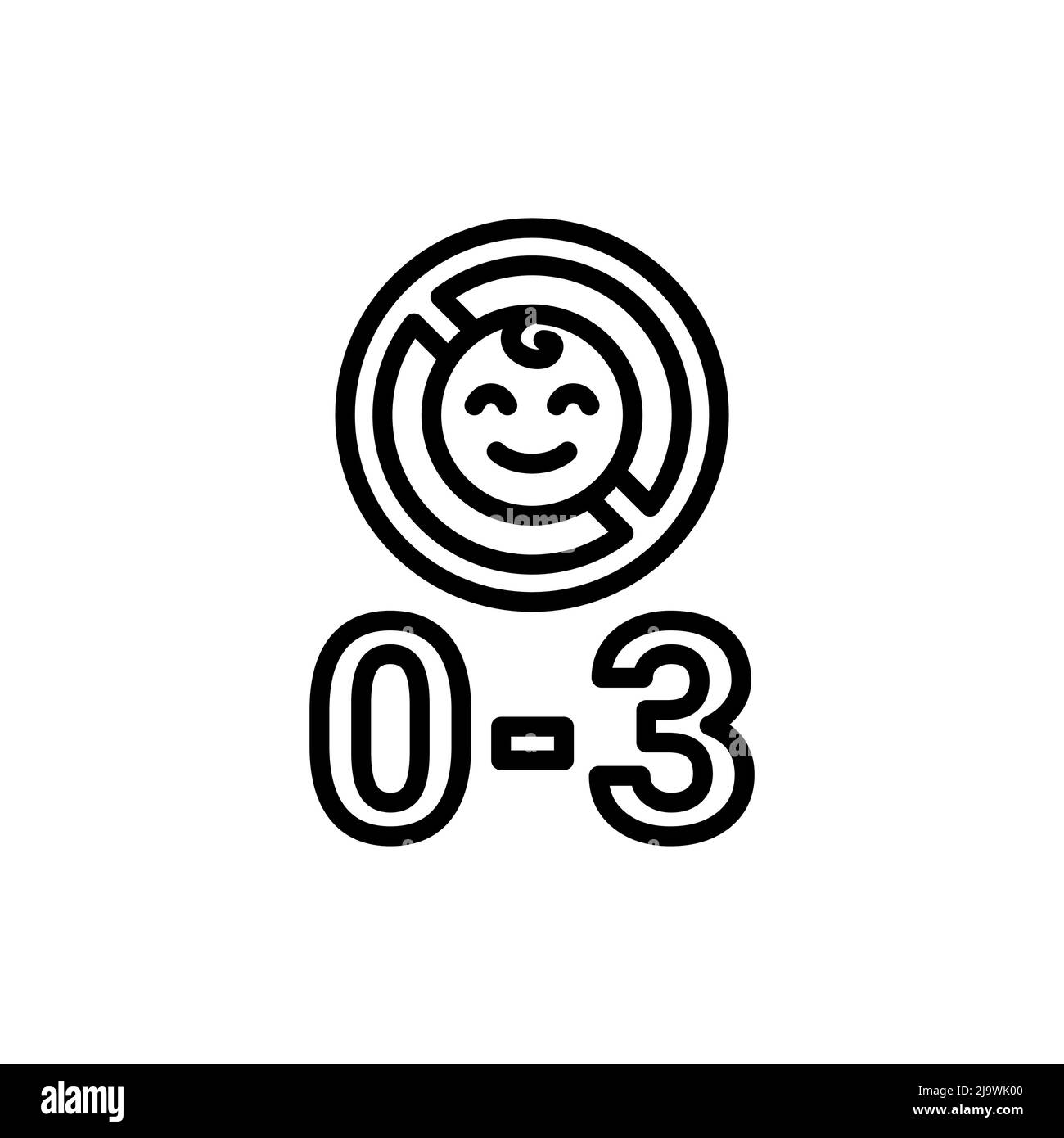 Age limit 03 line color icon. Isolated vector element. Outline