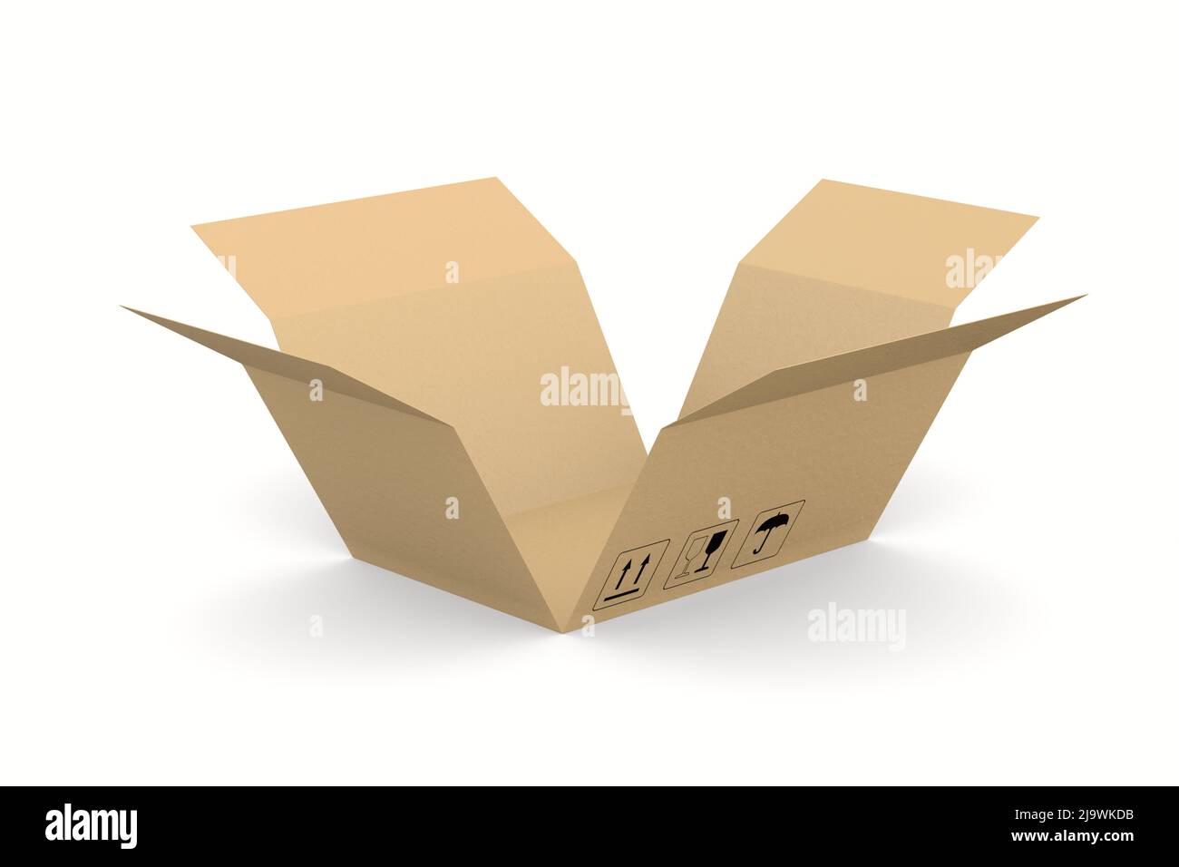 open cardboard box on white background. Isolated 3D illustration Stock ...