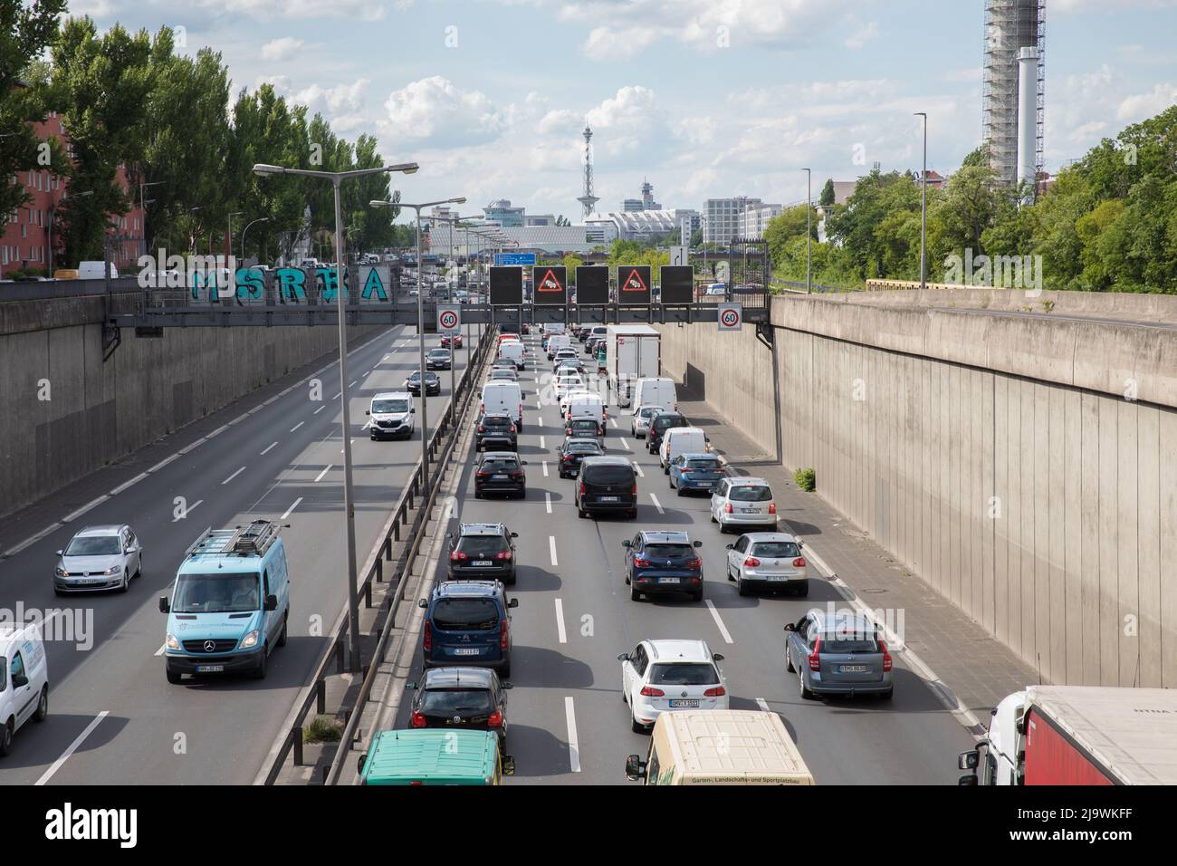 One day before Ascension Day 2022 in Germany, the freeway traffic is