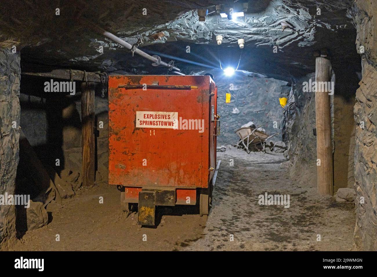 Mine Cart Wagon With Explosives In Tunnel Of The Big Hole And Open