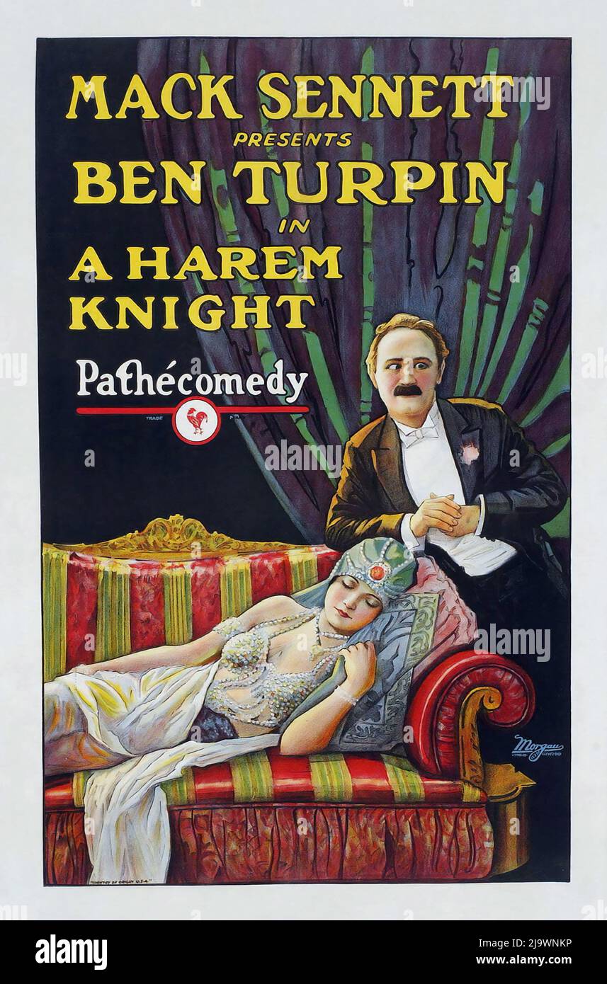 Ben Turpin silent movie, comedy - Harem Knight, A (Pathe', 1926), the silent cinema's cross-eyed comic Stock Photo