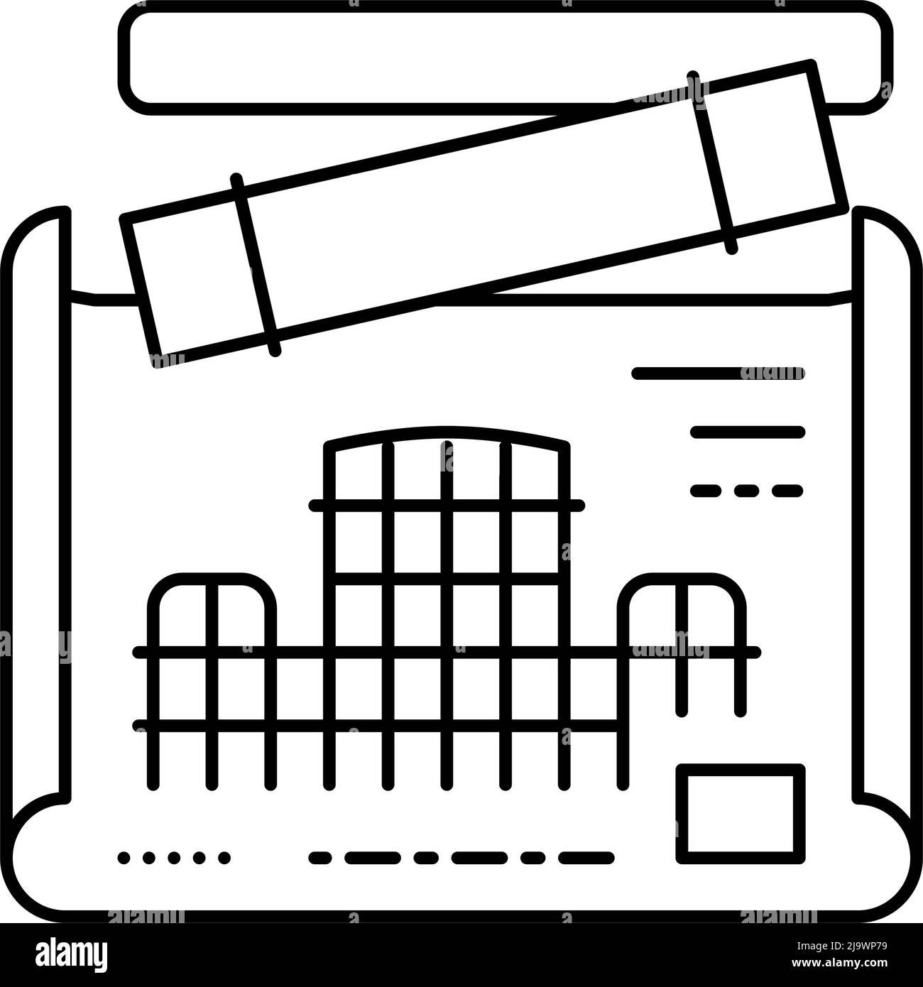 engineer project blueprint line icon vector illustration Stock Vector ...
