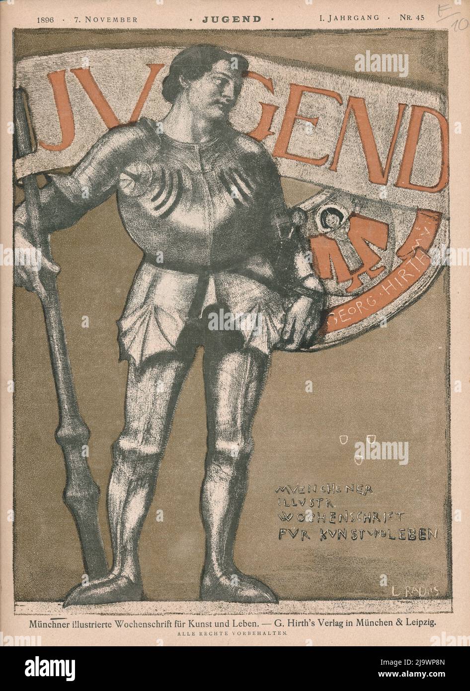 German Art Magazine Jugend, 1896. It was an art and literary magazine founded by Georg Hirth and von Ostini and published in Munich from 1896 to 1940. Stock Photo