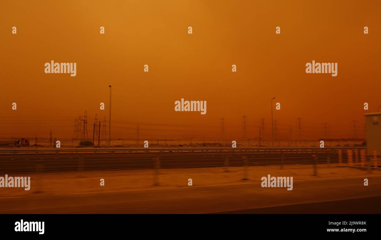 Sand storm in May 2022. Kuwait Desert Stock Photo