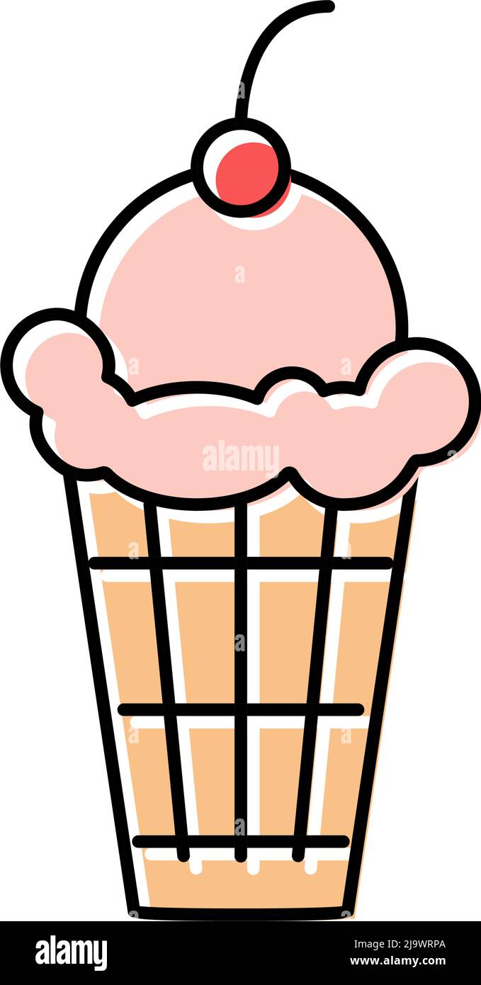 cherry ice cream color icon vector illustration Stock Vector Image