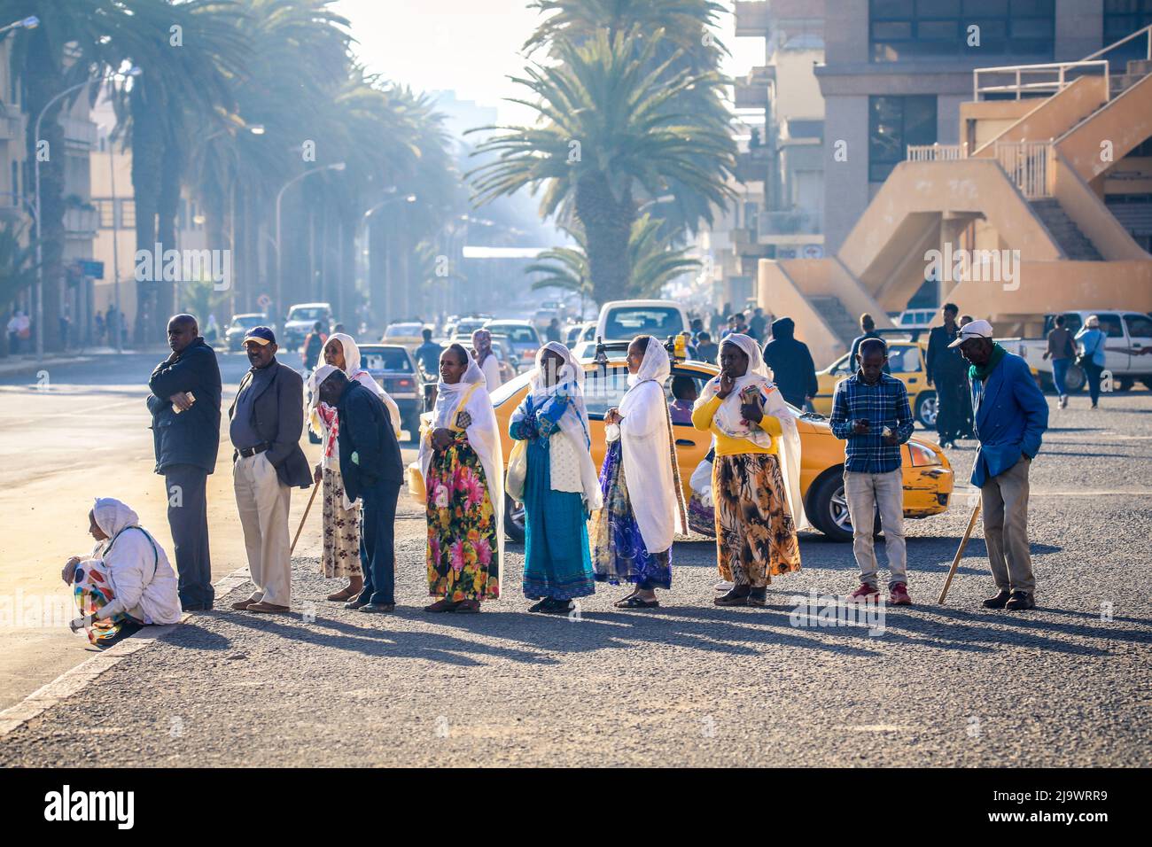 Local People near the Market on the Asmara Streets Stock Photo