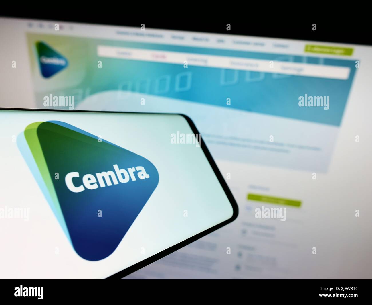 Smartphone with logo of Swiss financial company Cembra Money Bank AG on