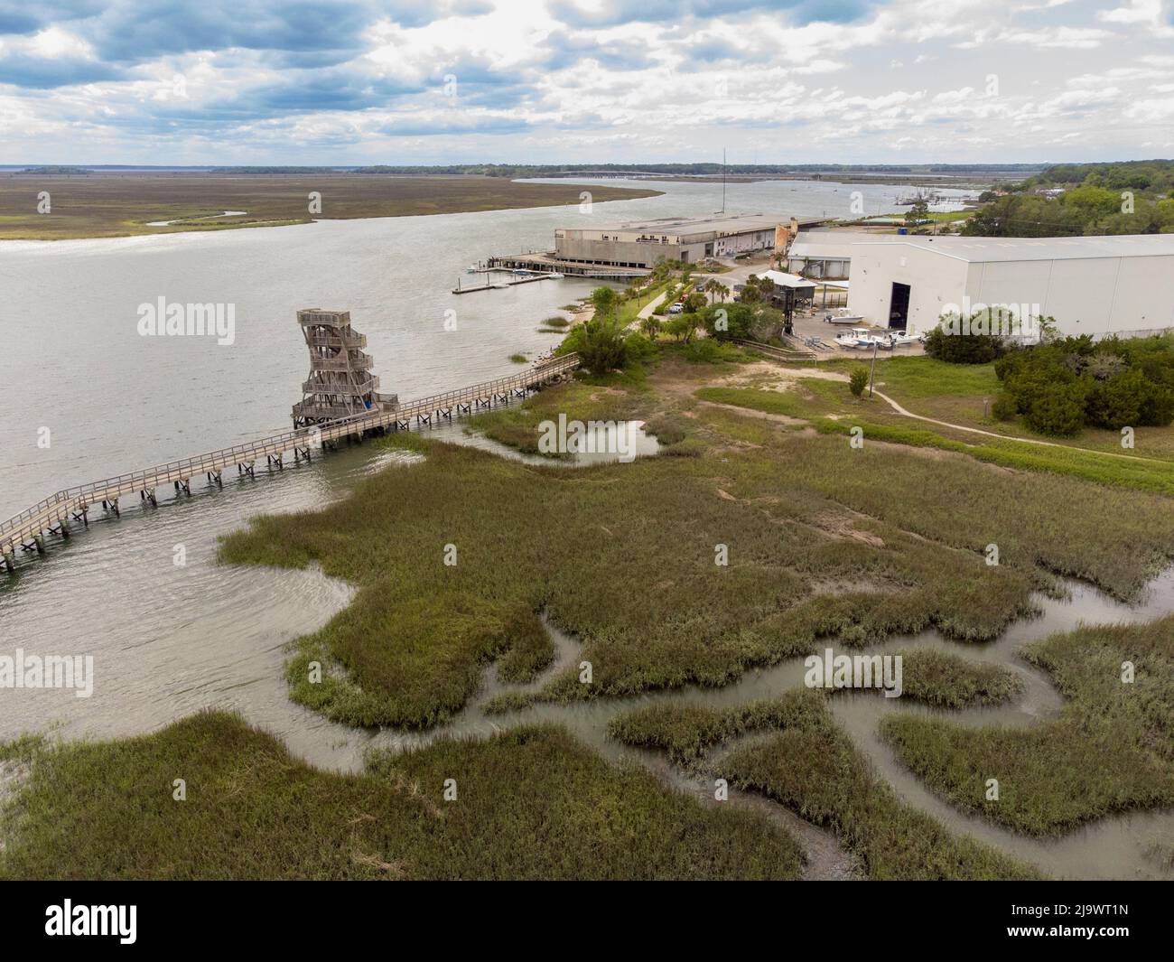 Aerial view of Port Royal, South Carolina waterfront and boardwalk Stock Photo Alamy