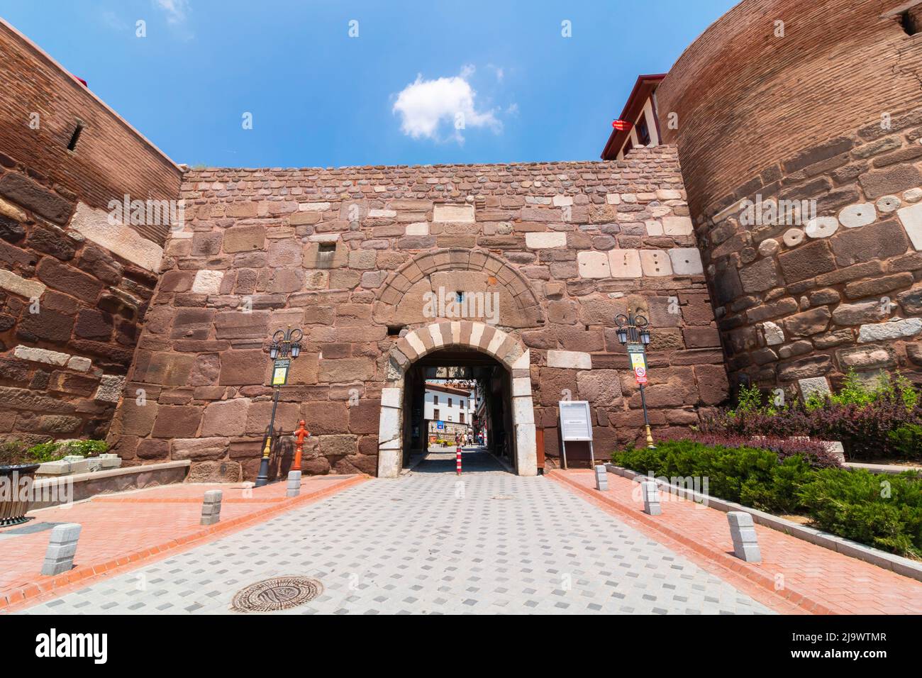 The gate of Ankara Castle. Travel to Turkey background photo. Ankara Turkey - 5.16.2022 Stock Photo