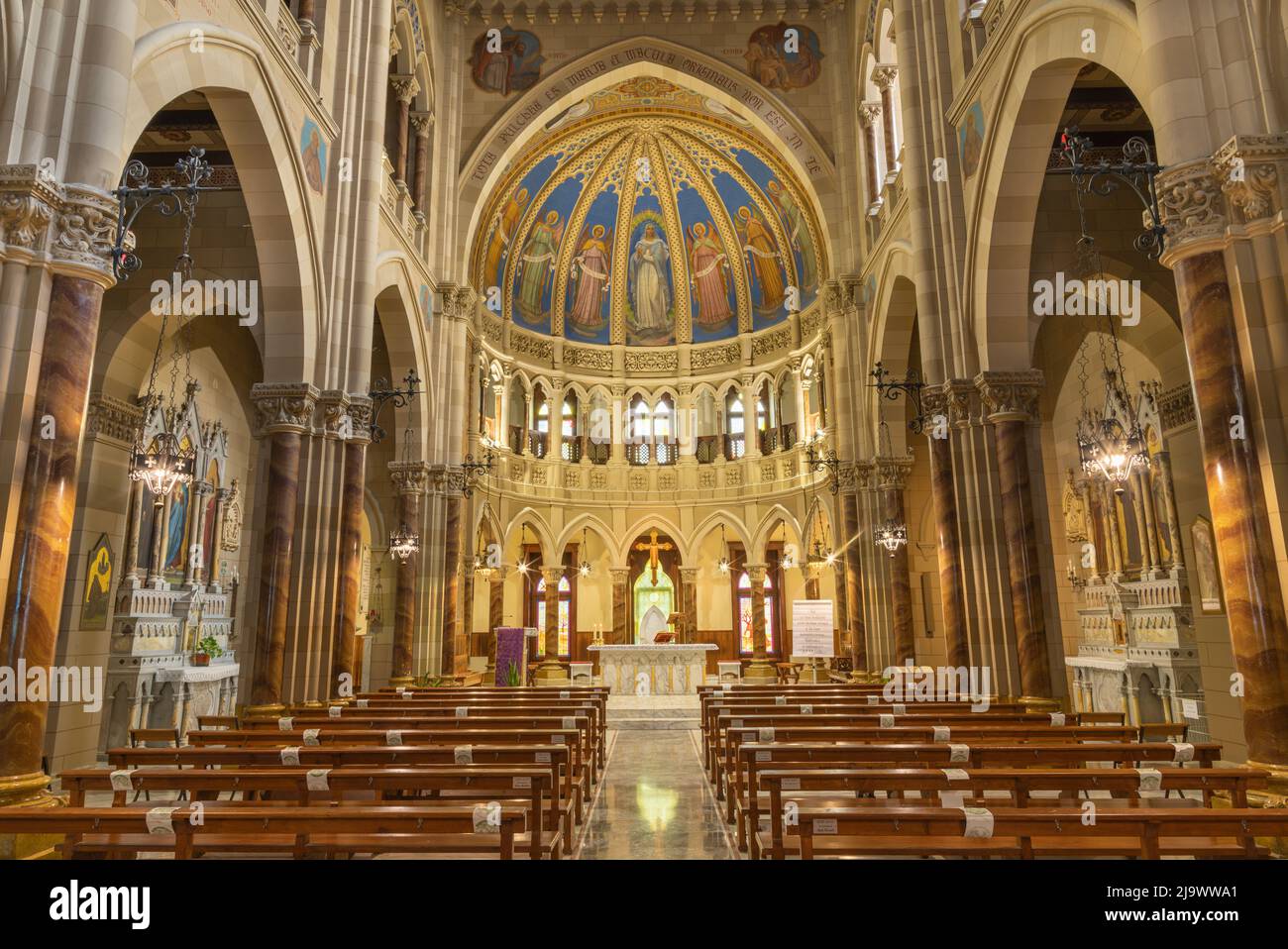 BARI, ITALY - MARCH 3, 2022: The nave of church Chiesa dell Immacolata. Stock Photo