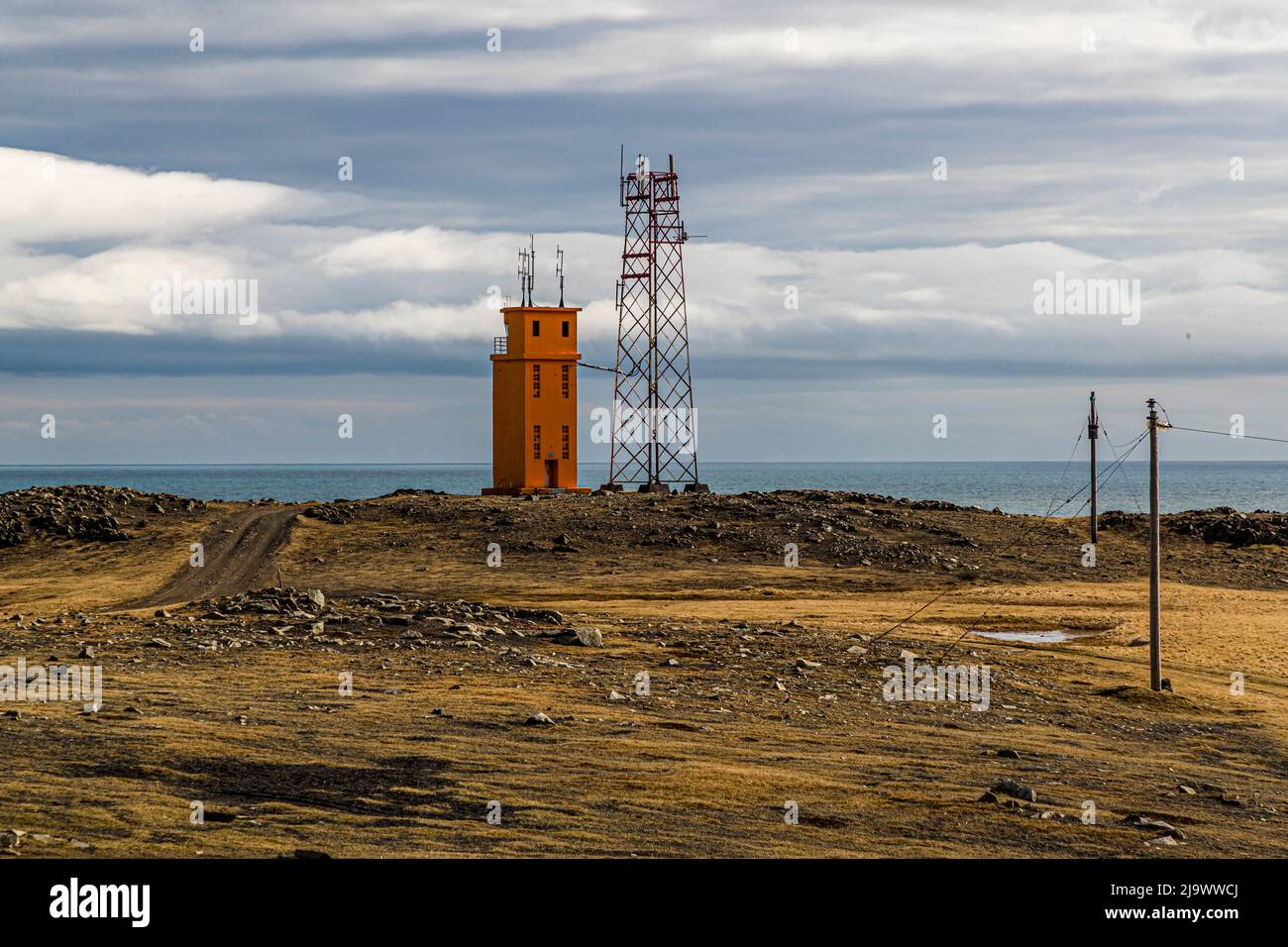 The lighthouse of Hvalnes, Iceland Stock Photo