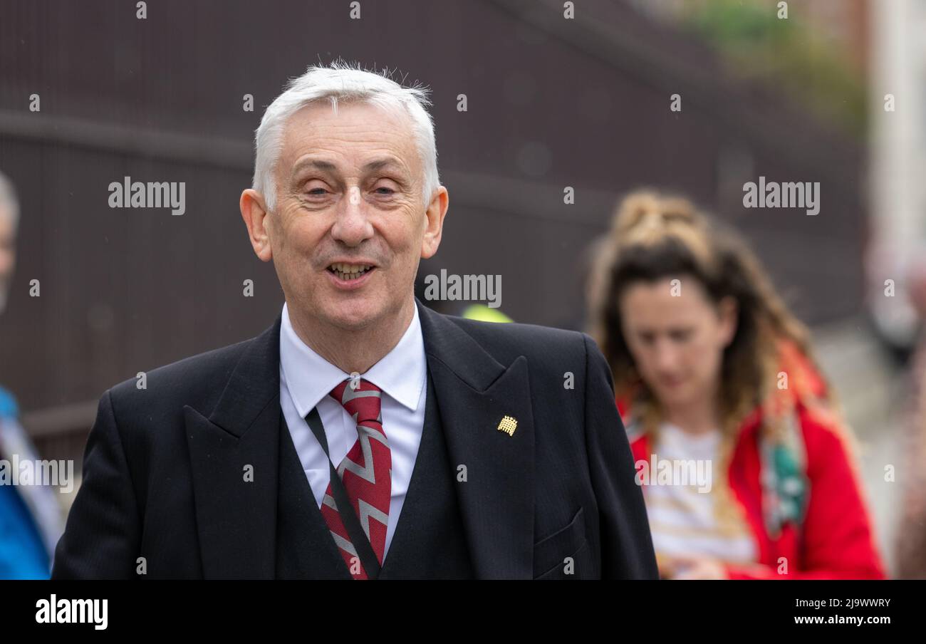 London, UK. 25th May, 2022. MP's outside the House of Commons on the day the Partygate report release Pictured Lindsay Hoyle MP for Chorley and Speaker of the House of Commons Credit: Ian Davidson/Alamy Live News Stock Photo