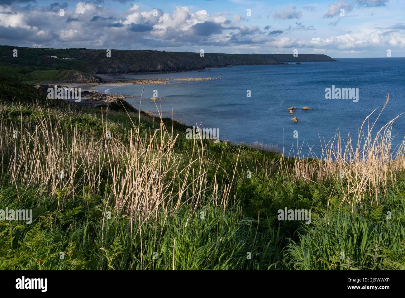 A view of the Kennack Sands area on the south coast of Cornwall, England. Stock Photo