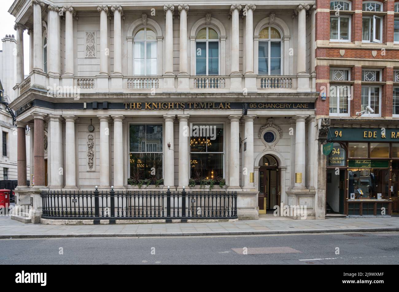 Exterior of The Knights Templar pub in Chancery Lane, London, England