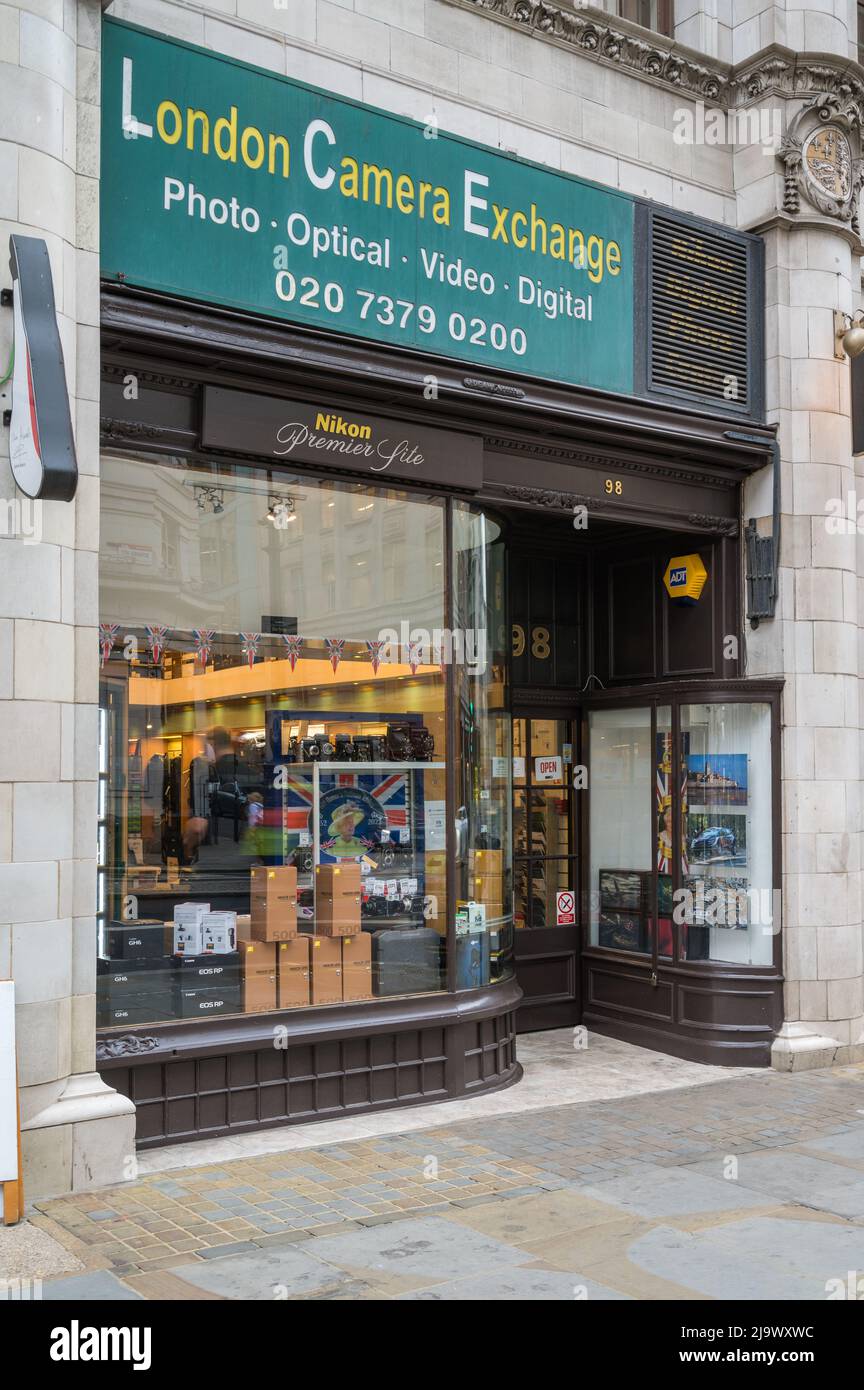 Shopfront of the London Camera Exchange photographic equipment shop on Strand, London, England