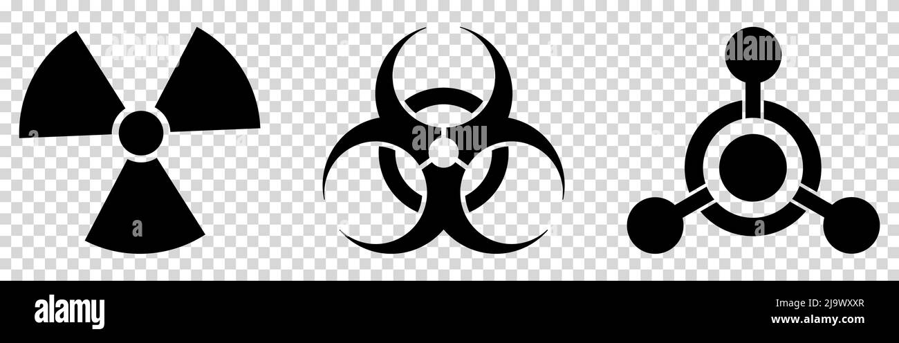 Radiation, biological and chemical hazard icon. Vector illustration isolated on transparent background Stock Vector