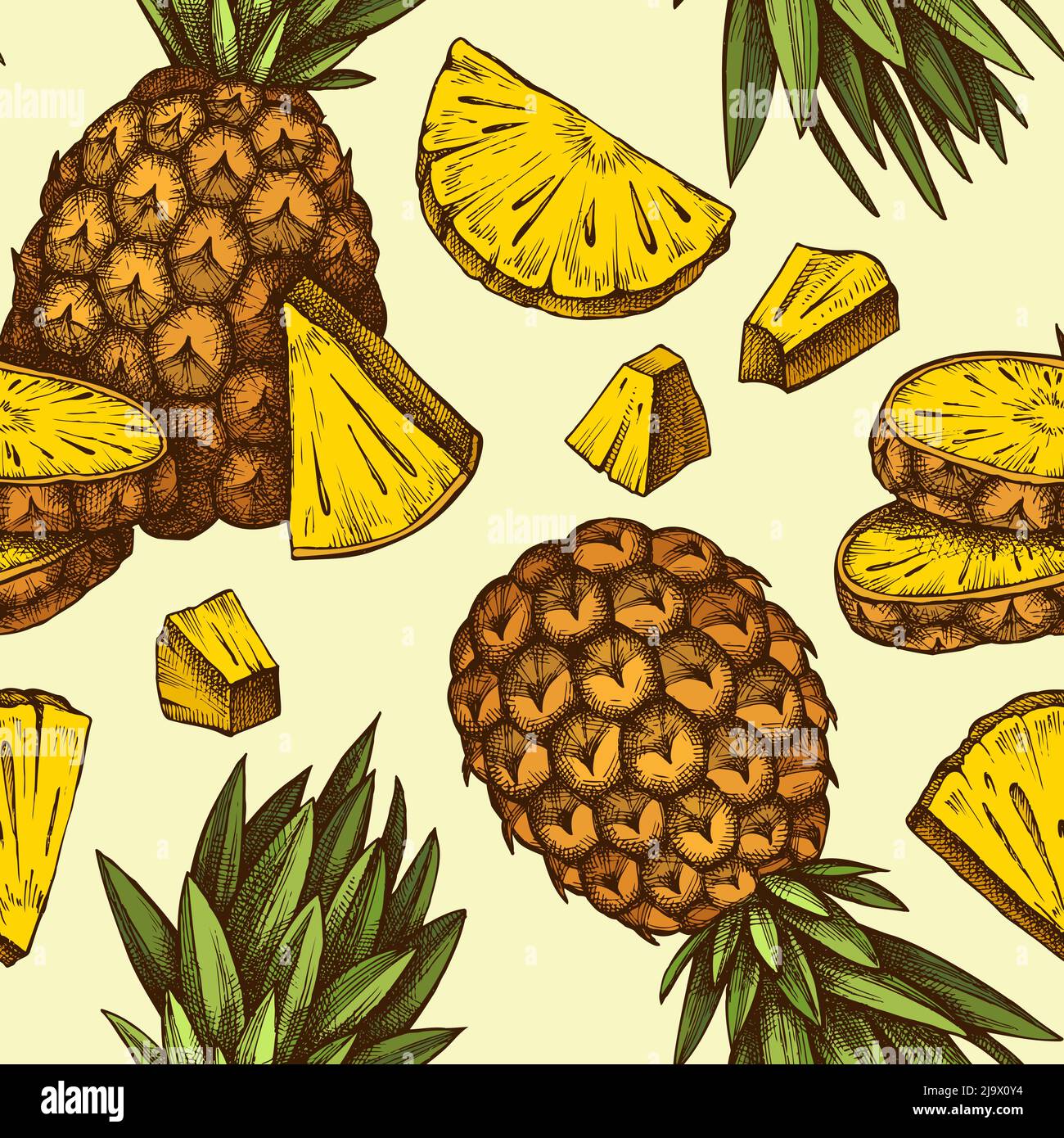 Fruits seamless pattern background design. Engraved style. Hand drawn ...