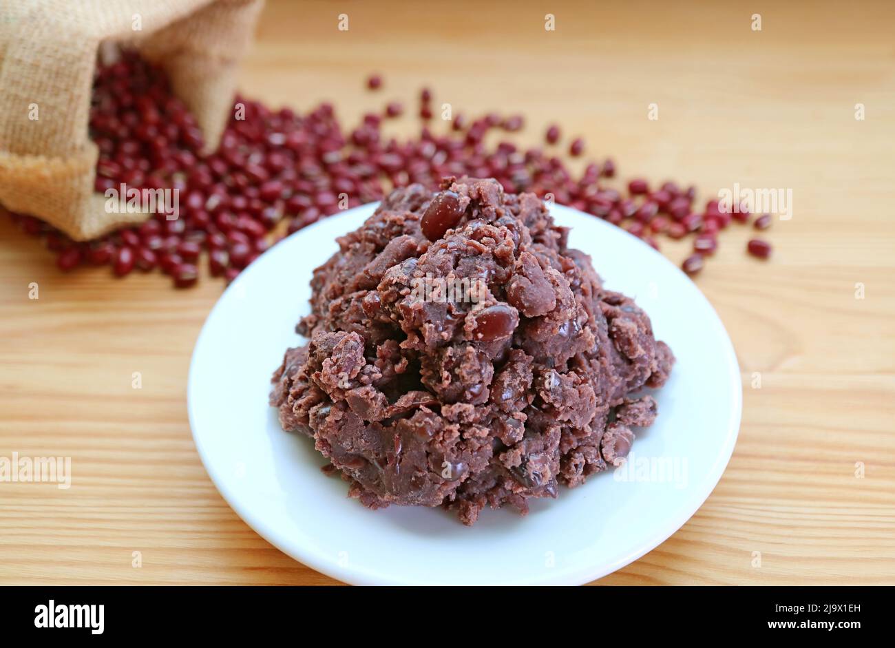 Plate of Japanese Sweet Red Bean Paste Called Anko, Popular Traditional