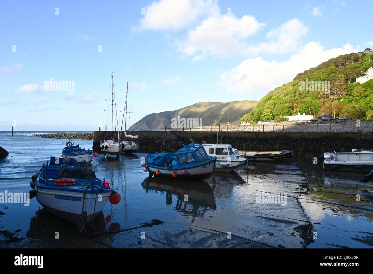 20.05.2022:  Lynmouth Harbour, Devon, England, UK. Lynmouth on the north coast of Devon. Harbour at Lynmouth in Exmoor National Park. Stock Photo