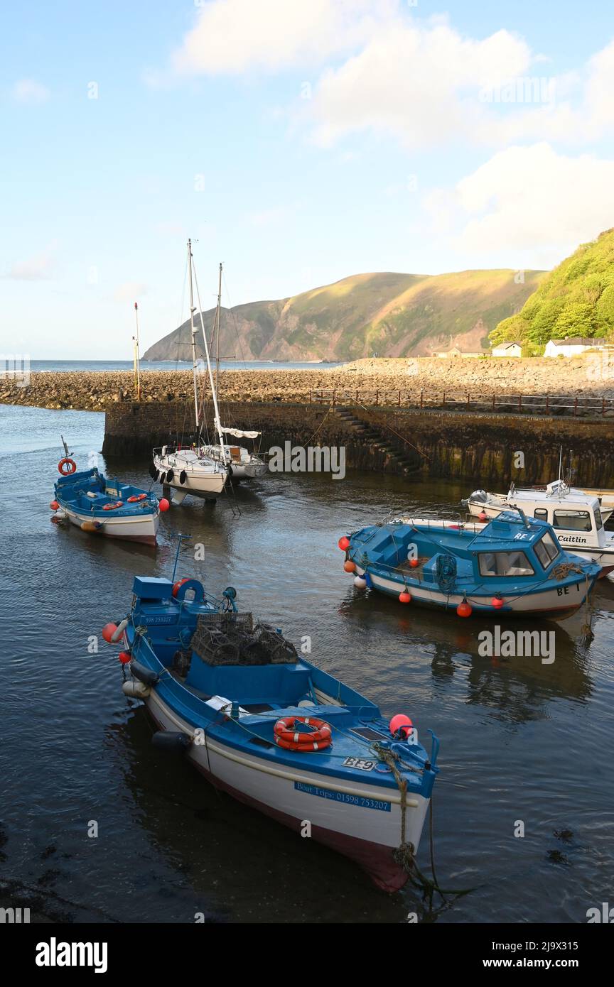20.05.2022:  Lynmouth Harbour, Devon, England, UK. Lynmouth on the north coast of Devon. Harbour at Lynmouth in Exmoor National Park. Stock Photo