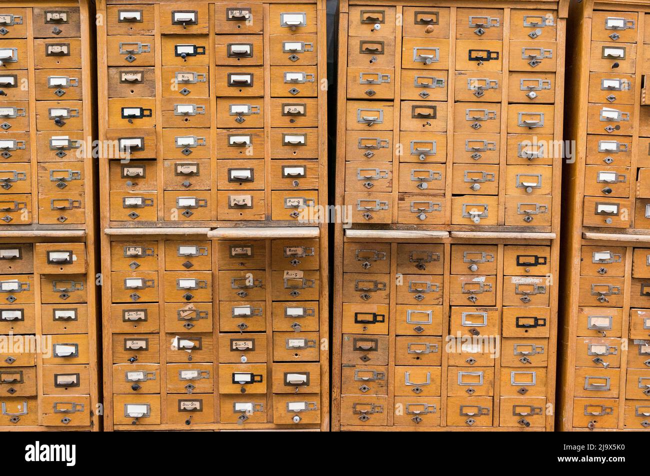 Old wooden card catalog baclground Stock Photo Alamy