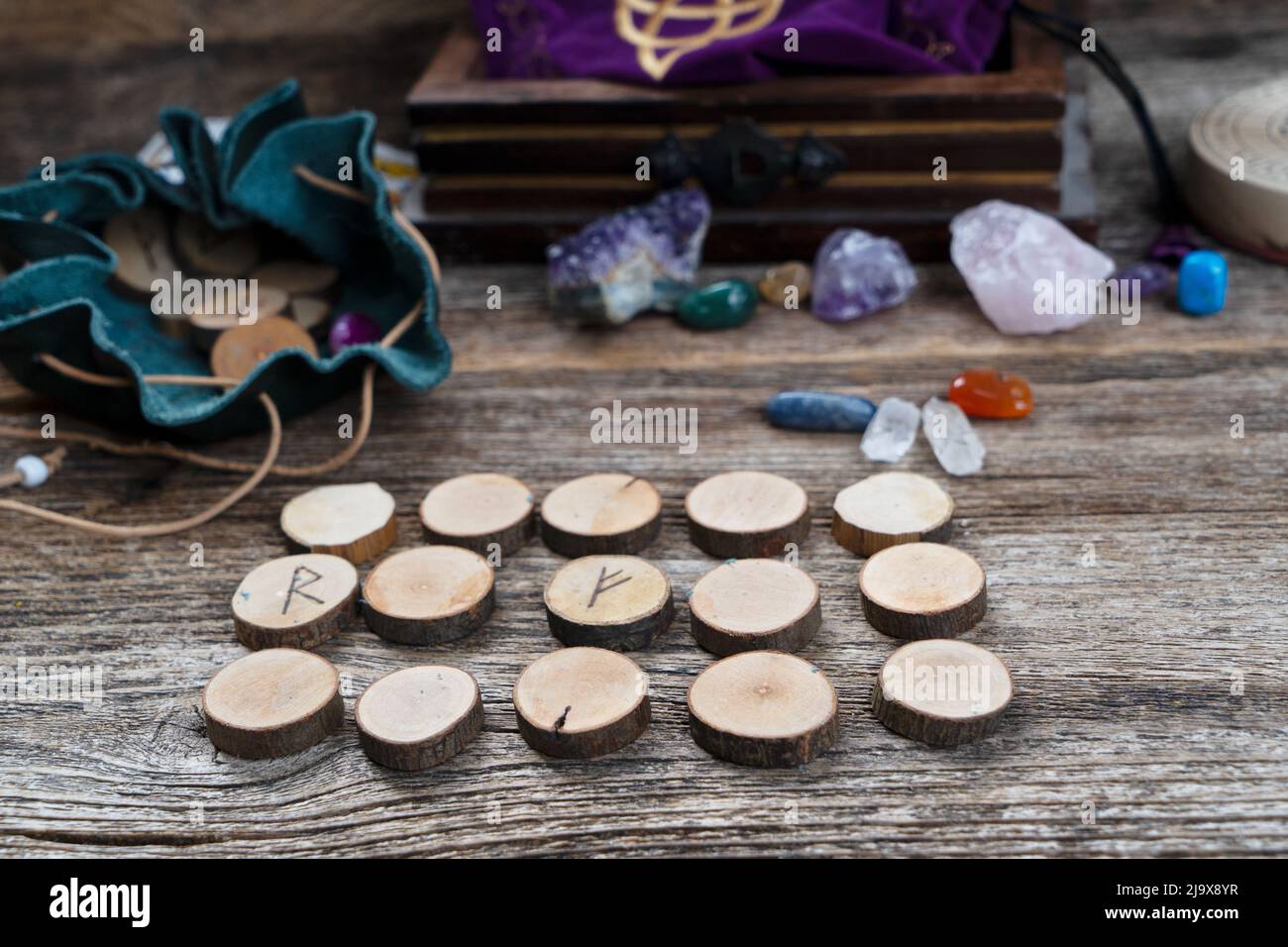 Handmade runes for fortunetelling Stock Photo - Alamy