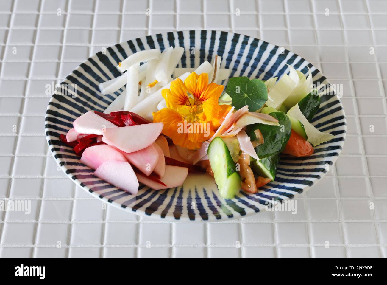 nasturtium beet chicory turnip salad Stock Photo Alamy