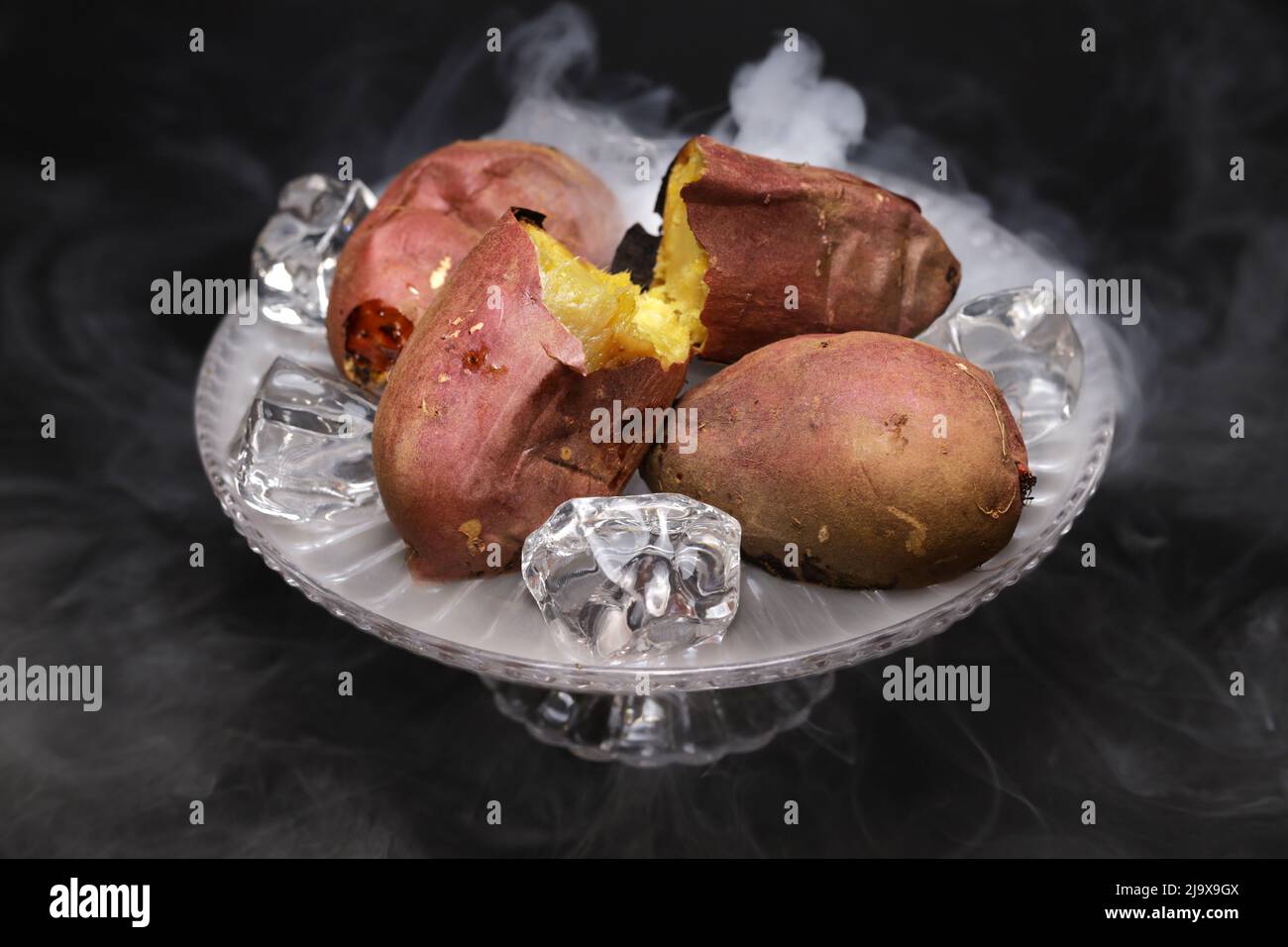 hiyashi yakiimo ( cold baked sweet potatoes) , Japanese dessert. cooling baked sweet potato