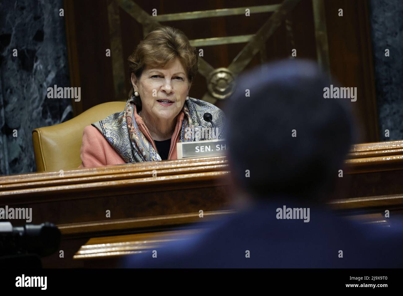 Washington, United States. 25th May, 2022. Senator Jeanne Shaheen, a Democrat from New Hampshire and chair of the Senate Appropriations Subcommittee on Commerce, Justice and Science, speaks during a hearing in Washington, DC on Wednesday, May 25, 2022. Photo by Ting Shen/UPI Credit: UPI/Alamy Live News Stock Photo