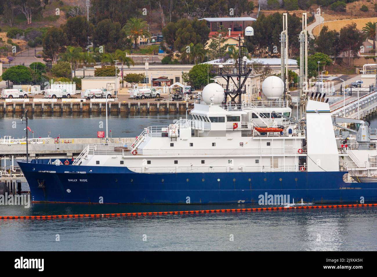 Research vessel Sally Ride, Naval Base, Point Loma, San Diego, California, USA Stock Photo