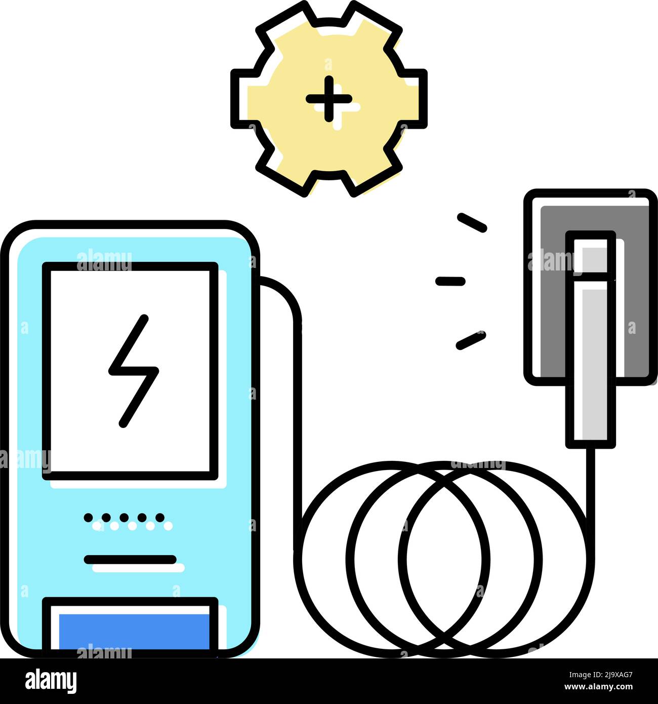 ev charger installation color icon vector illustration Stock Vector