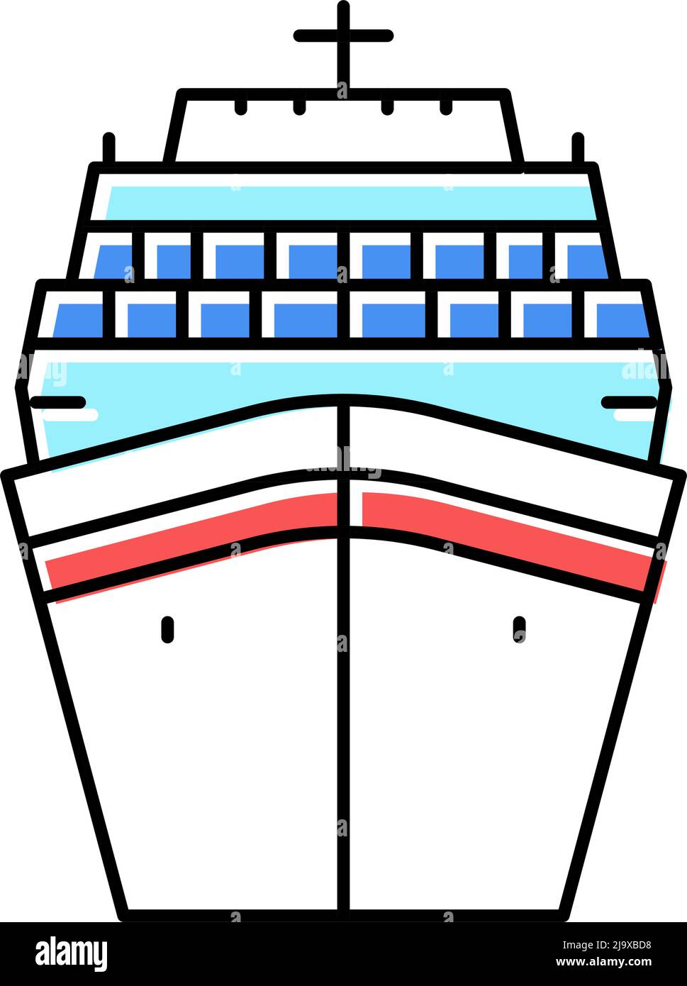 Cruise Ship Liner Ocean Transport Color Icon Vector Illustration Stock